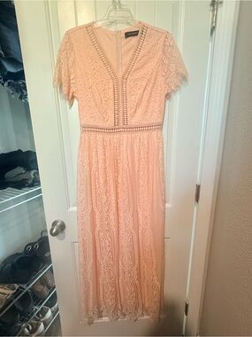 Unlisted Blush Pink Lace V-Neck Maxi Dress